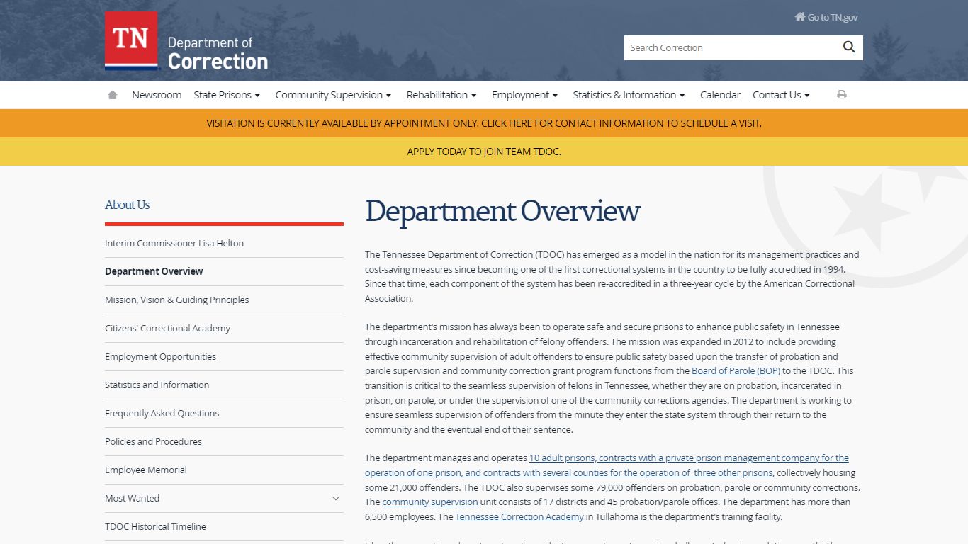 Department Overview - Tennessee